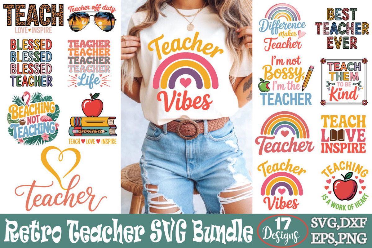 Retro Teacher SVG Bundle, an Object Graphic by DollarSmart (Photo 1 of 5)