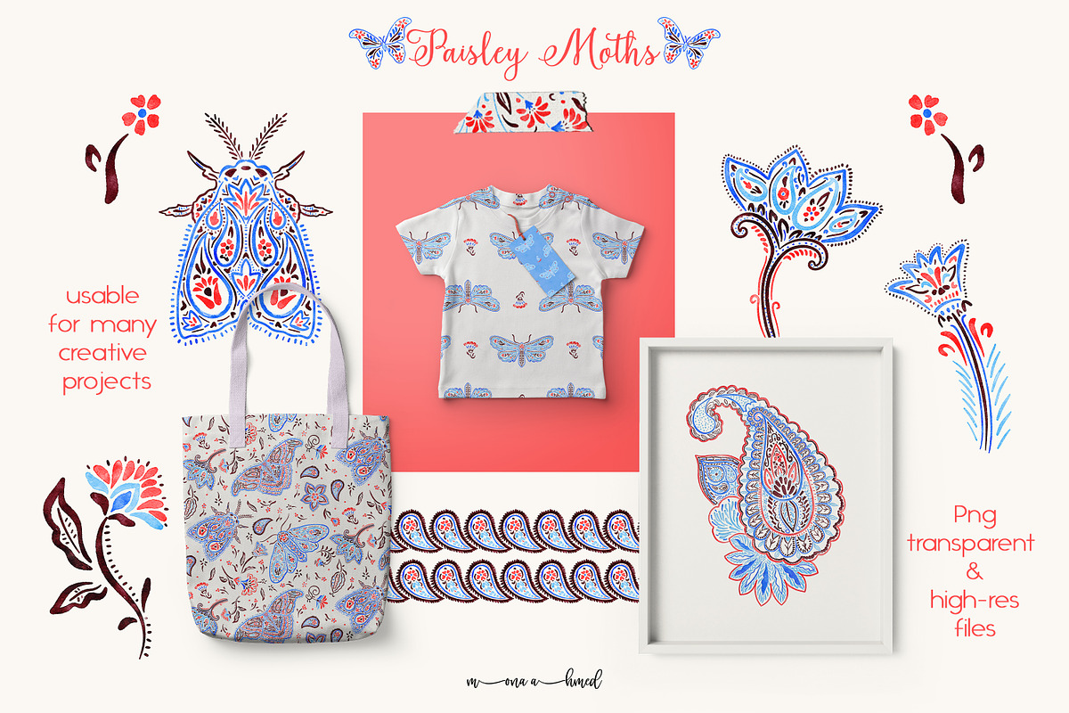 Paisley Moths collection, a Pattern Graphic by Mona Ahmed (Photo 6 of 11)