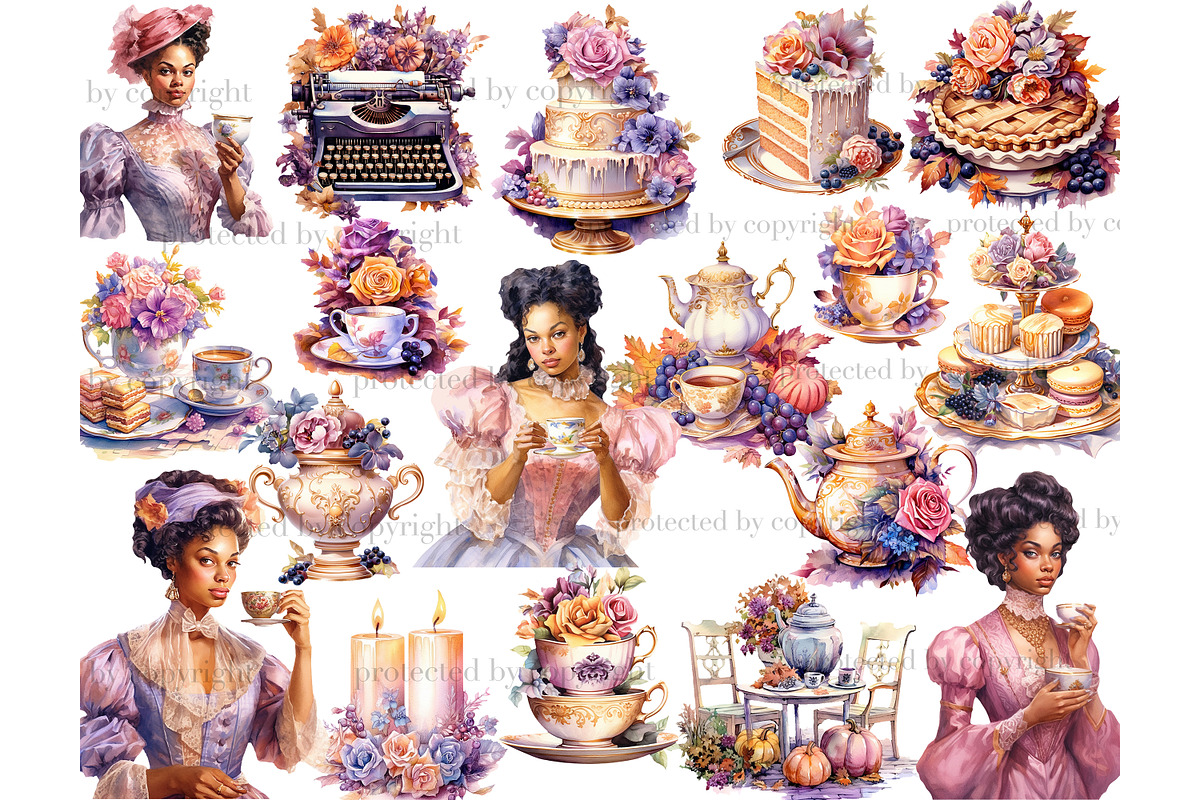 Black Woman Autumn Clipart, a Person Illustration by GlamArtZhanna (Photo 2 of 5)