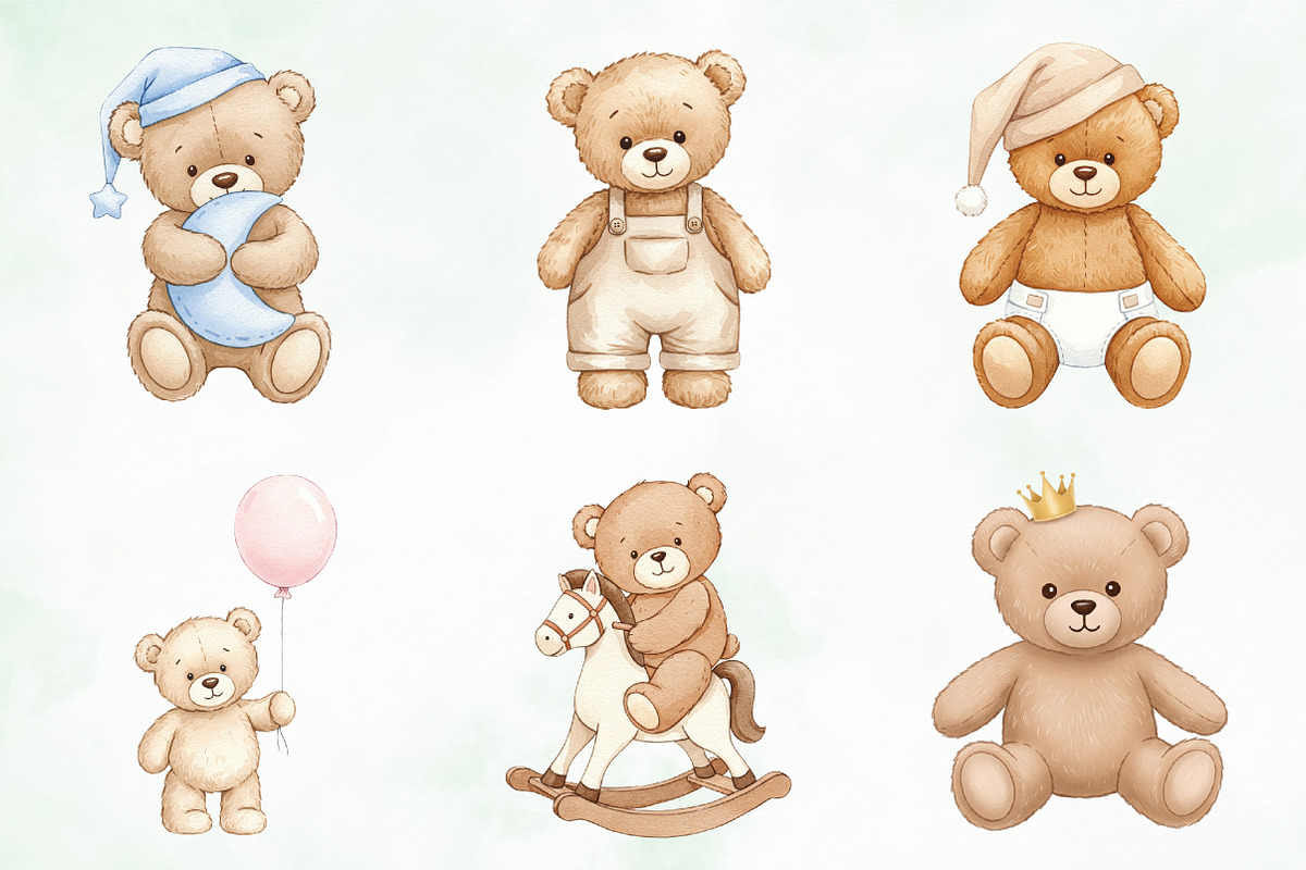 Watercolor Beige Teddy Bear Nursery, an Illustration by Creative Art (Photo 3 of 7)