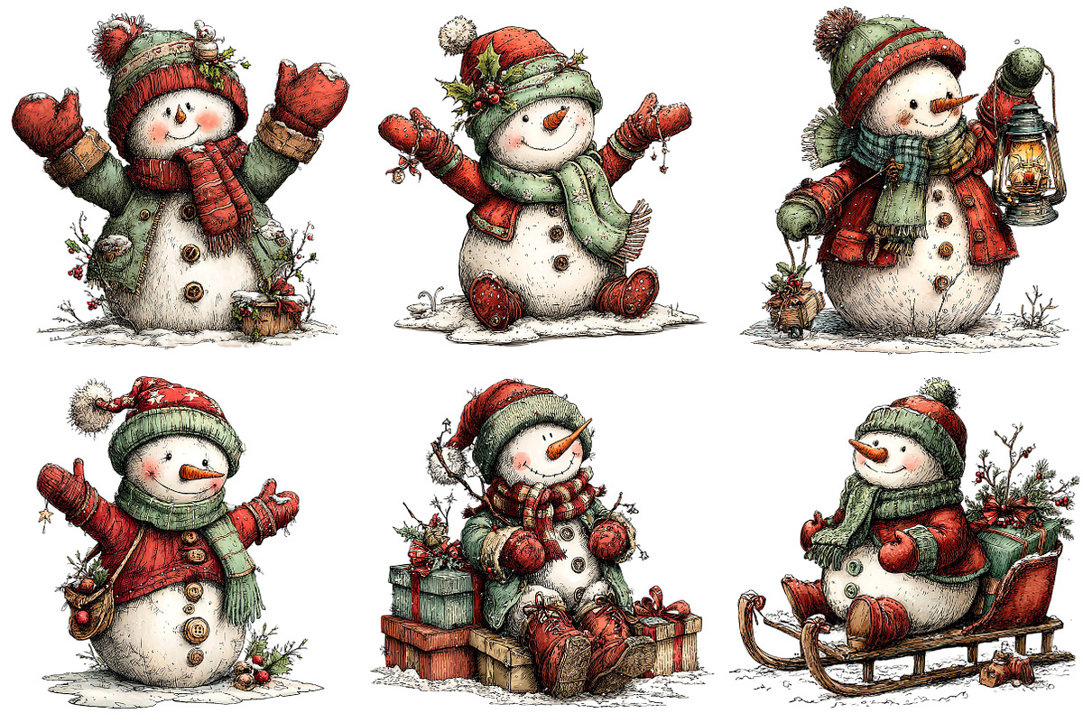 Whimsical Christmas Snowman PNG, an Illustration by Craft Nest (Photo 8 of 10)