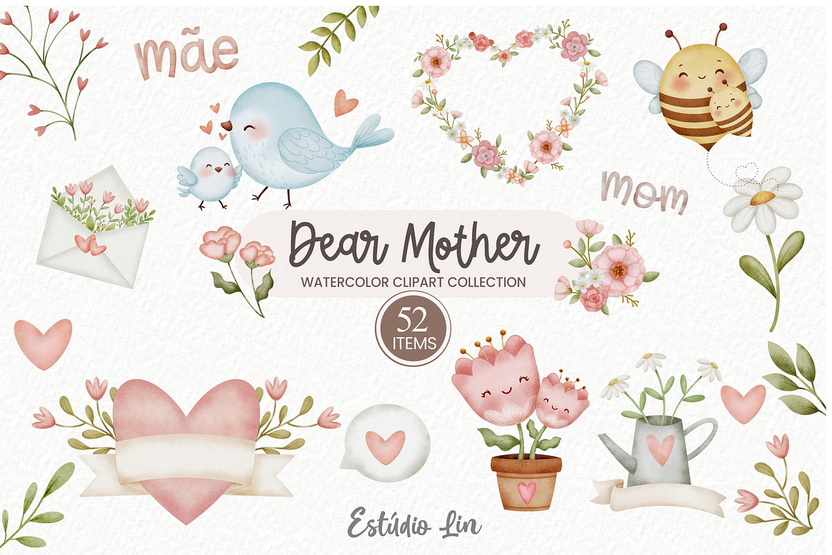 Dear Mother watercolor, a Seasonal Illustration by Estúdio Lin (Photo 1 of 10)