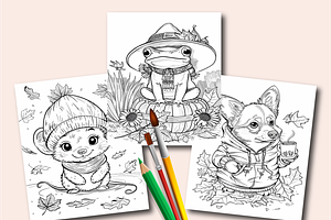 Autumn Animals Coloring Pages