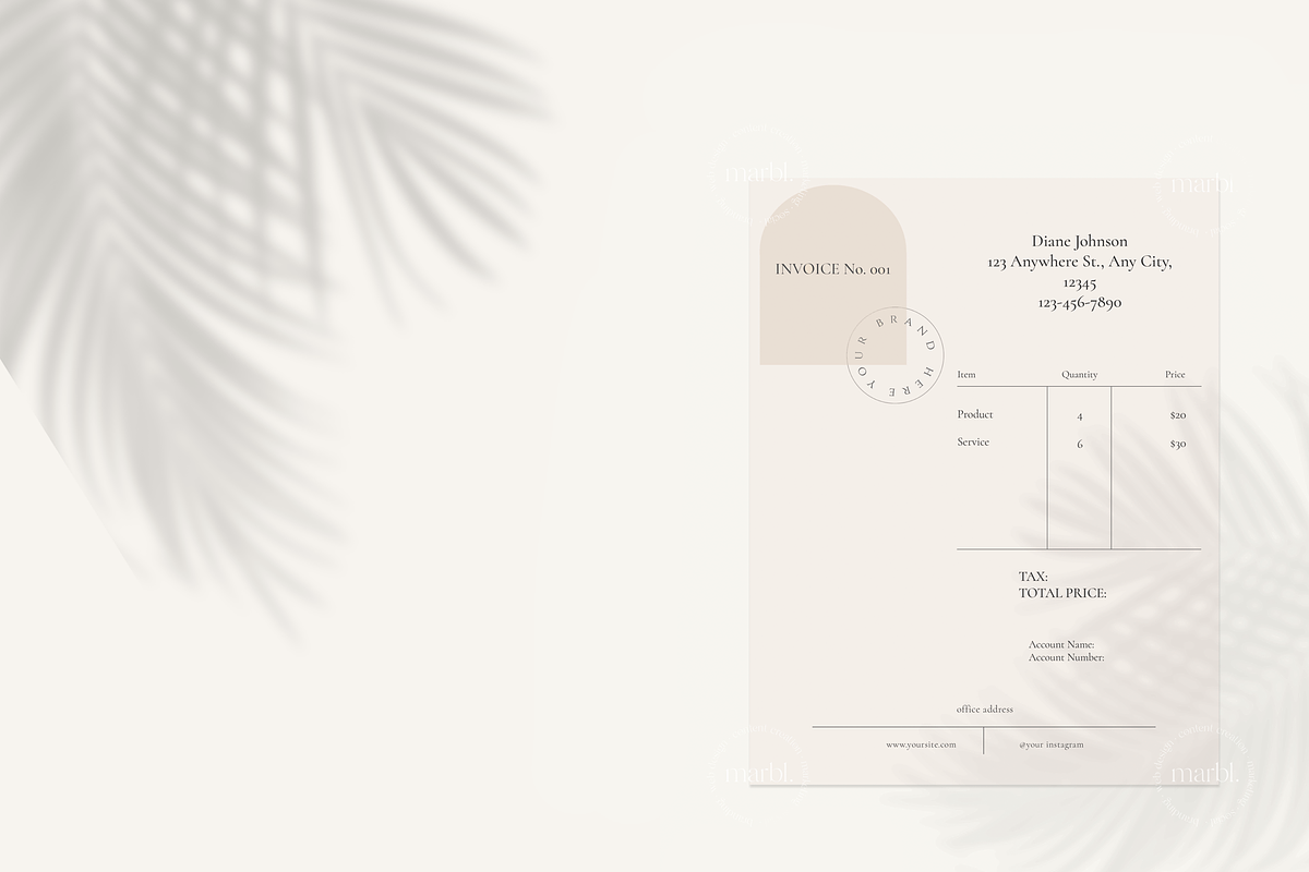editable invoice template 01, a Resume Template by atelier marbl (Photo 1 of 2)