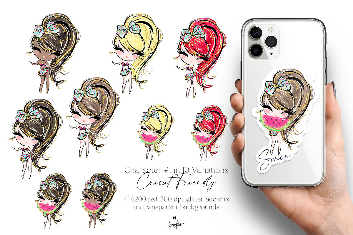 Summer Beach Girls Tropical Clipart, a Person Illustration by KaramfilaS (Photo 2 of 8)