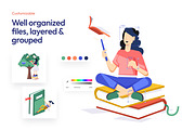 Book and Inkwell Illustration Set, a Person Illustration by Vectors Market (Thumbnail 3 of 7)