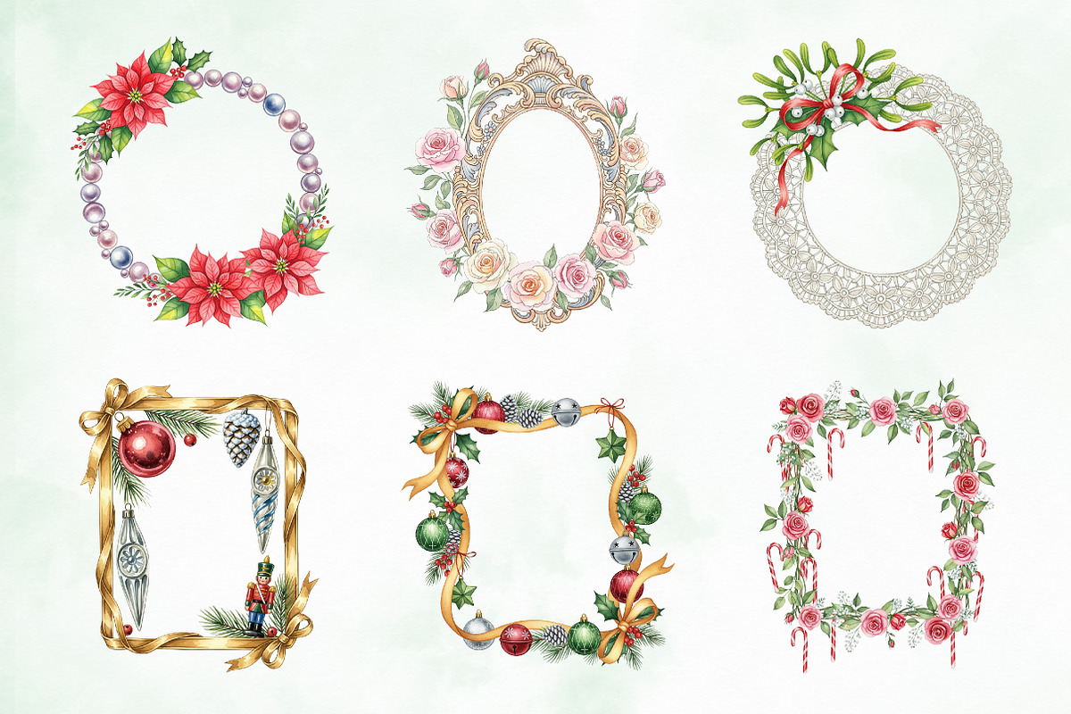 Christmas Coquette Frame Clipart, an Illustration by Creative Art (Photo 8 of 8)
