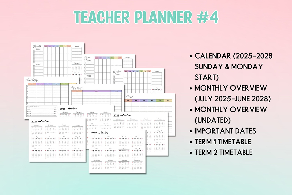Teacher Planner #4 - Canva template, a Templates & Theme by Adalin Shop (Photo 3 of 14)