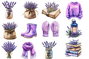 Watercolor Lavender Fall Clipart, an Illustration by Designworld (Thumbnail 4 of 6)