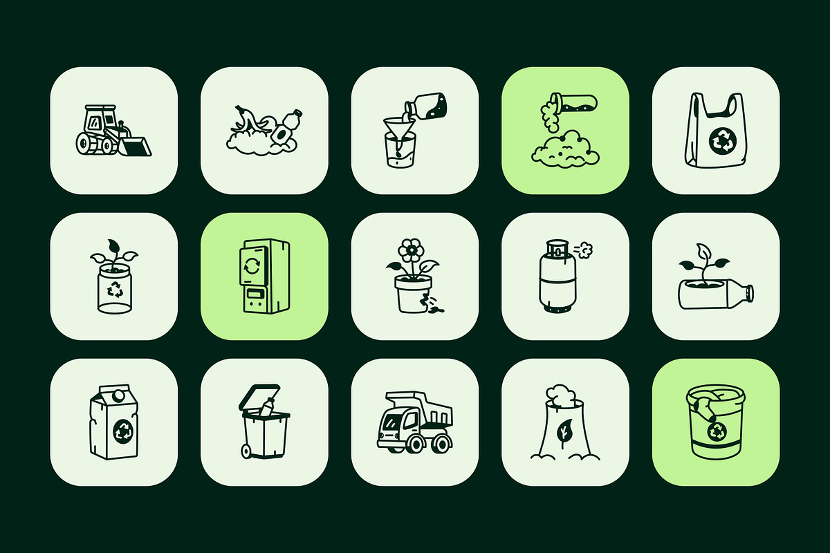 Recycle Doodle Art Set, an Outline Icon by Vectors Market (Photo 6 of 8)