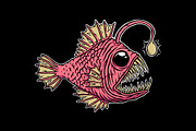 Deep sea fish scary illustration, an Animal Illustration by gunaonedesign (Thumbnail 1 of 4)