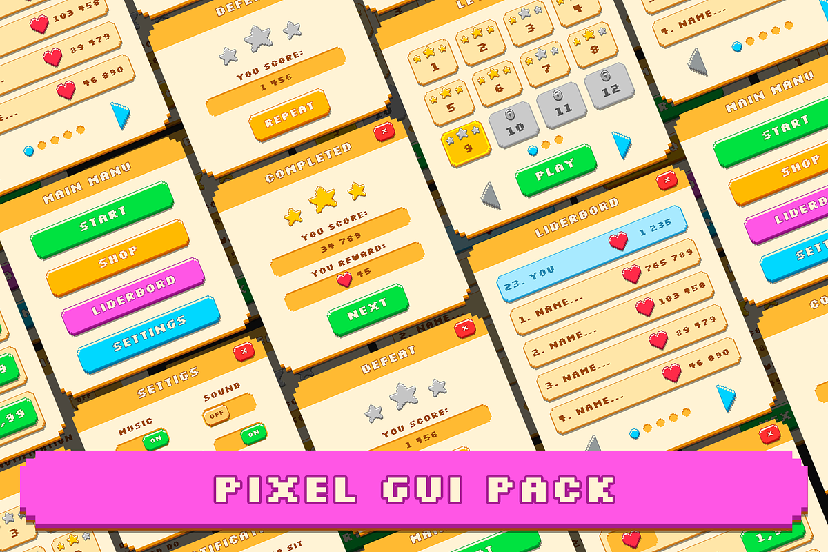 Pixel Game UI pack, an Object Graphic by KartInnka (Photo 1 of 13)