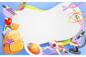 3d back to school banner. Education, an Education Illustration by Marozhkastudio