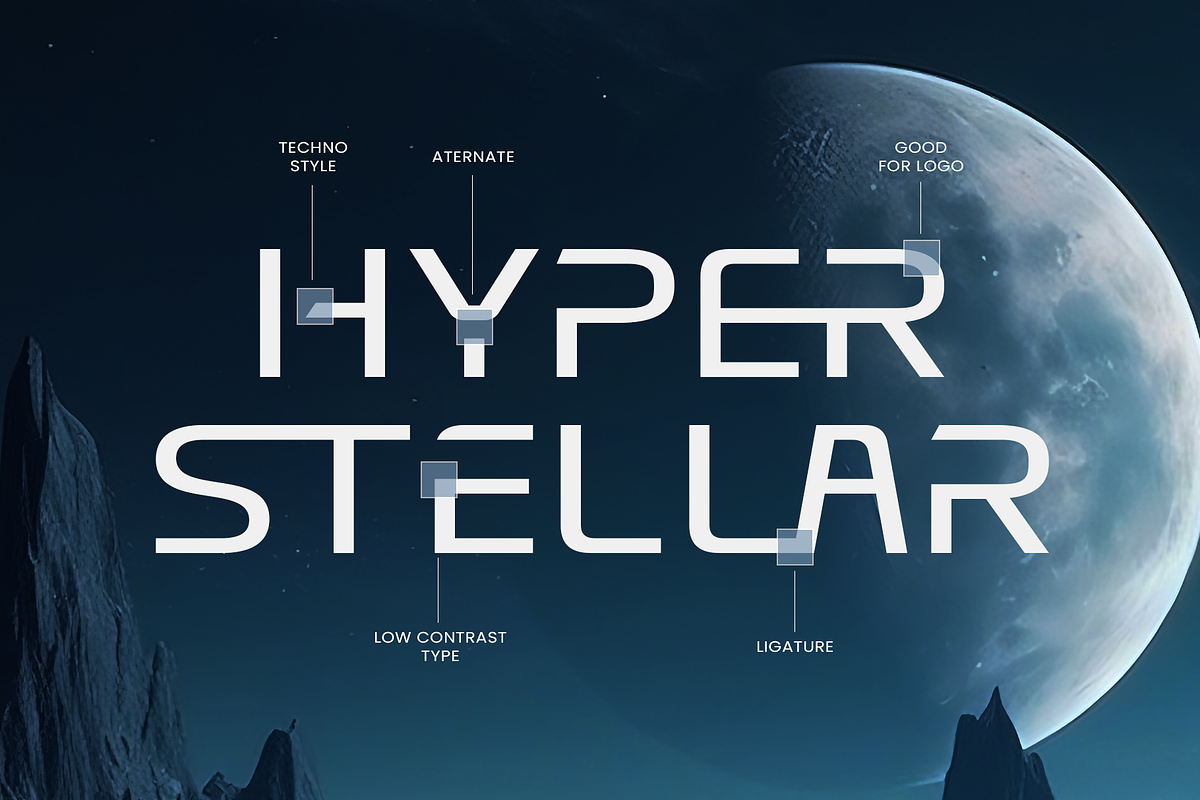 Hyperstelar – Futuristic Font, a Sans Serif Font by Vampstudio (Photo 11 of 13)