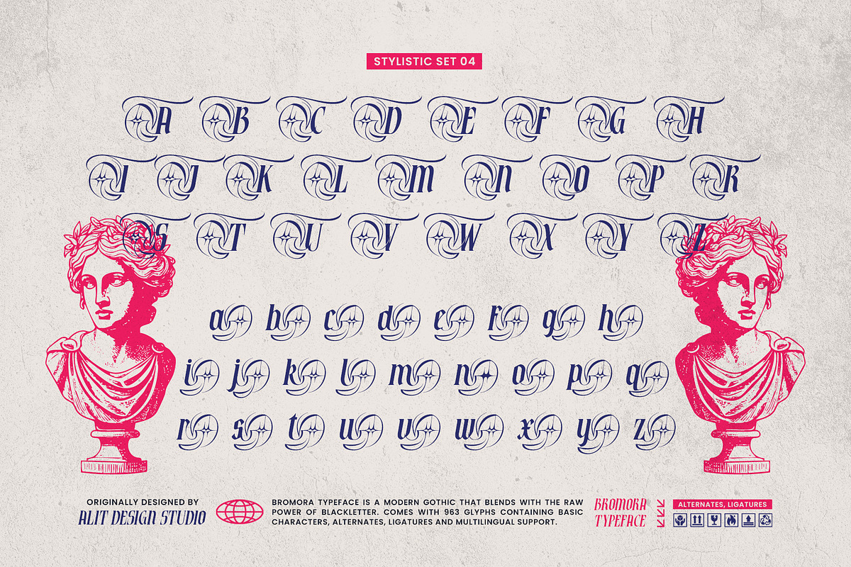 Bromora Typeface, a Blackletter Font by alit design (Photo 10 of 20)