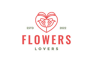 Plant Garden Flowers Love Heart Logo