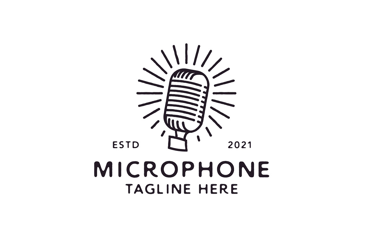 Vintage Hipster Microphone Logo, a Branding & Logo Template by Weasley99Store