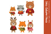 Autumn Fall Woodland Animals EPS PNG, an Animal Illustration by CreativeCatandCo (Thumbnail 2 of 3)