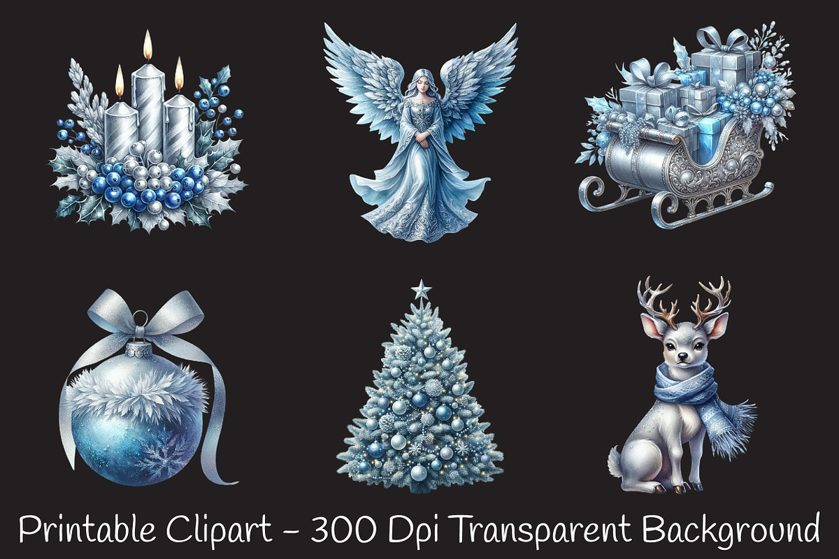 Silver Blue Christmas Clipart, an Illustration by RobertsArt (Photo 3 of 5)