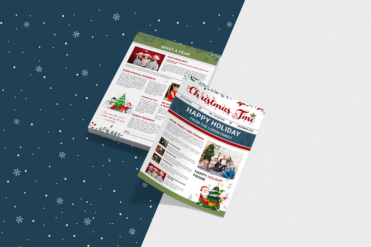 Christmas Newsletter Template, a Flyer Template by crazyOWL (Photo 2 of 3)