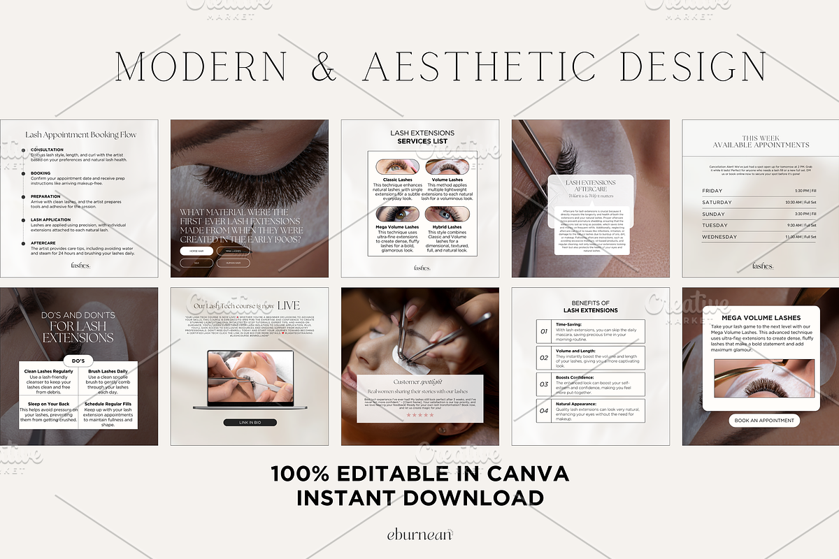 Lash Tech Template Instagram Posts, a Social Media Template by Studio Eburnean (Photo 3 of 3)
