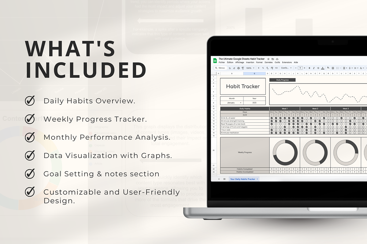 2025 Habit Tracker in Google Sheets, a Stationery Template by Marketello Studio (Photo 2 of 6)