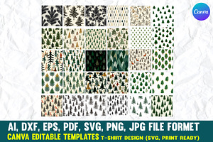 Pine Tree Patterns SVG Bundle, an Object Graphic by VectorArtPrintableDesign