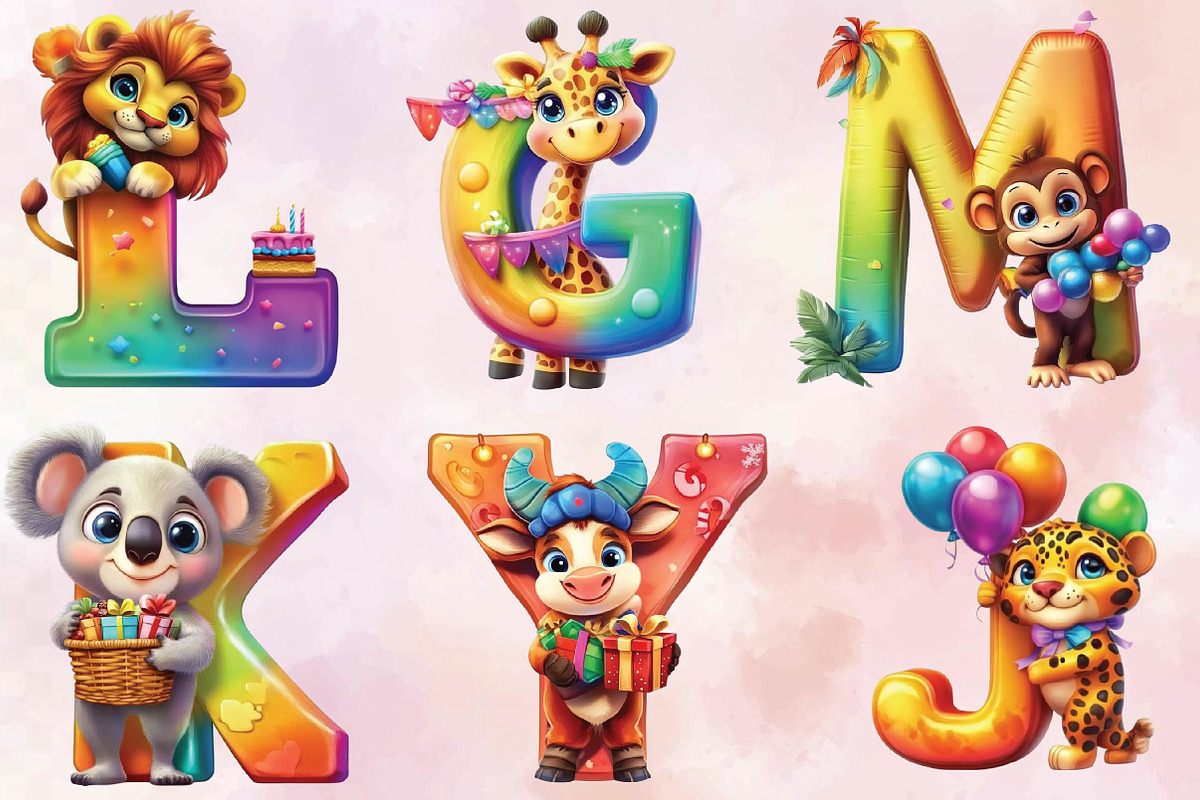 Cute Animal Alphabet Clipart Bundle, an Illustration by SVGArt (Photo 4 of 9)