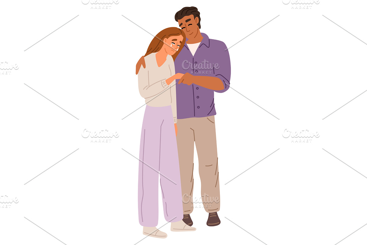 Man comforts crying woman. People, a Person Illustration by Vectorbuum