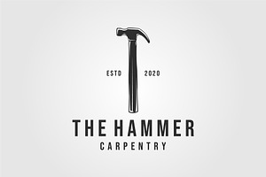 Hammer Logo Vintage Vector Design