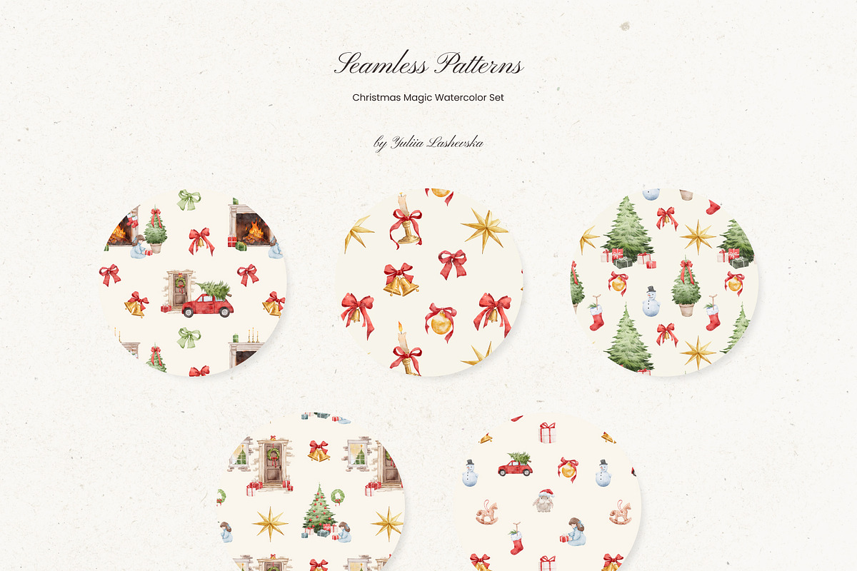 Christmas Magic watercolor set, a Seasonal Illustration by Yuliia Lashevska (Photo 6 of 10)