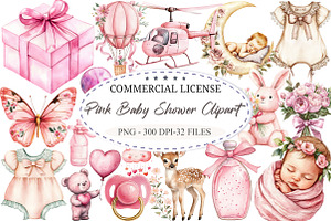 Pink Baby Shower Clipart, a Seasonal Illustration by designcity5