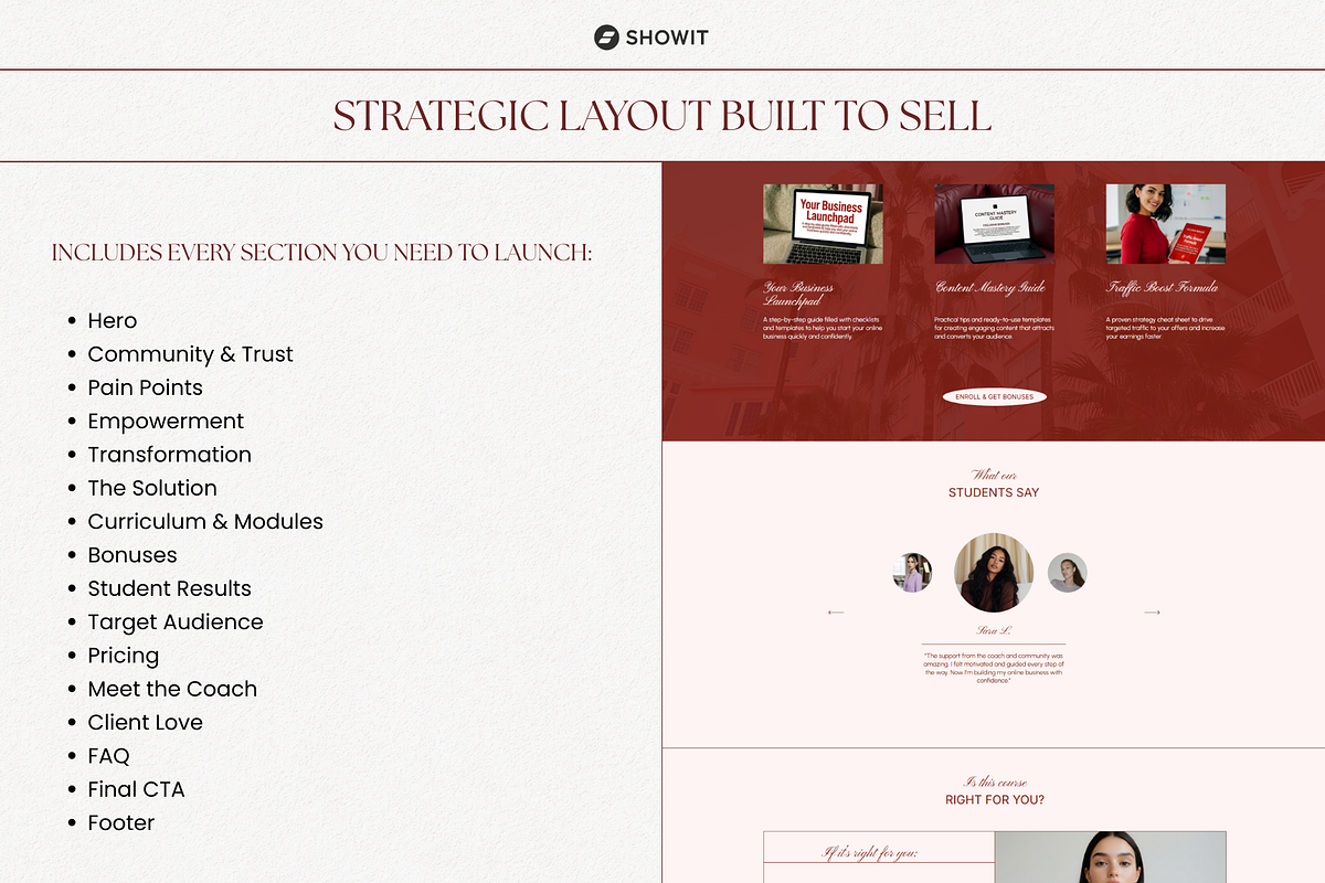 Course Sales Page Showit Template, a Websites & App Template by OliaMuseDesign (Photo 3 of 7)