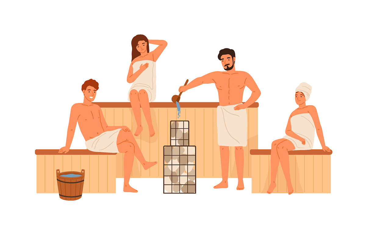 People relax in sauna set, a Person Illustration by Good Studio (Photo 6 of 7)
