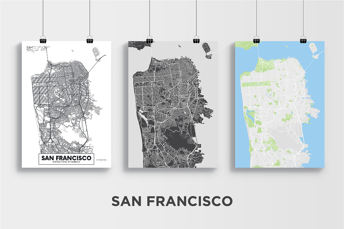 5 maps of USA cities, a Decorative Illustration by MaximGertsen (Photo 4 of 9)