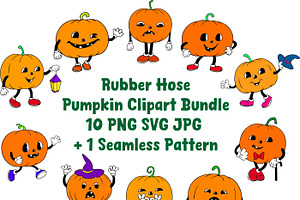 Rubber Hose Pumpkins Clipart Set