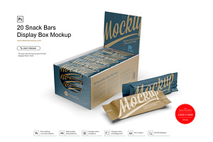 Display Box And Snack Bars Mockup