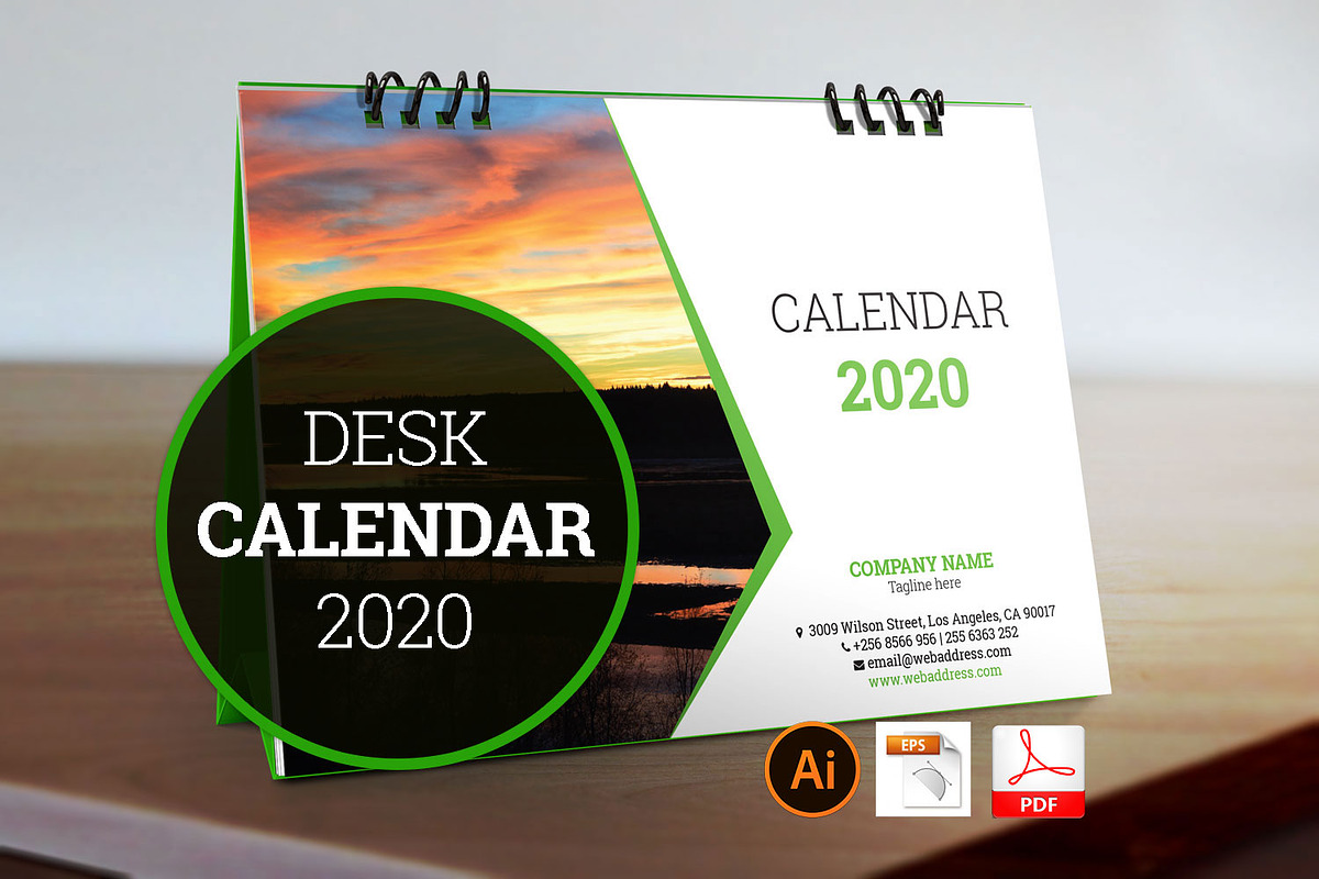 Desk Calendar for 2020 V_2, a Stationery Template by graphicbox (Photo 1 of 5)
