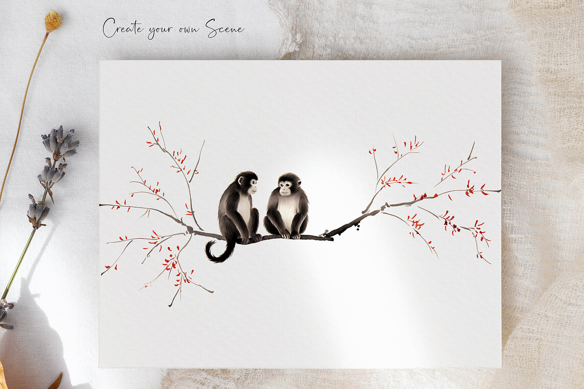 Zen Brushstrokes Sumi-e Clipart Set, an Illustration by Dazzling Art Boutique (Photo 6 of 11)