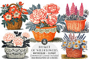 Basket of Wildflowers Clipart Bundle, an Illustration by DreamArtGraphic (Thumbnail 1 of 5)