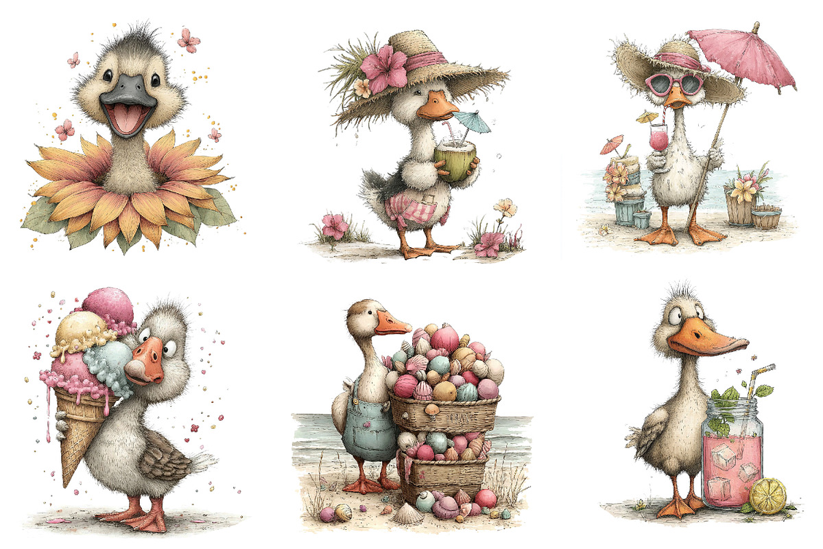 Whimsical Summer Goose Clipart Set, an Illustration by Dream Creation (Photo 2 of 5)