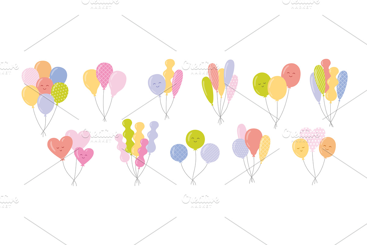 Doodle balloons. Cute cartoon, an Object Illustration by winwin.art