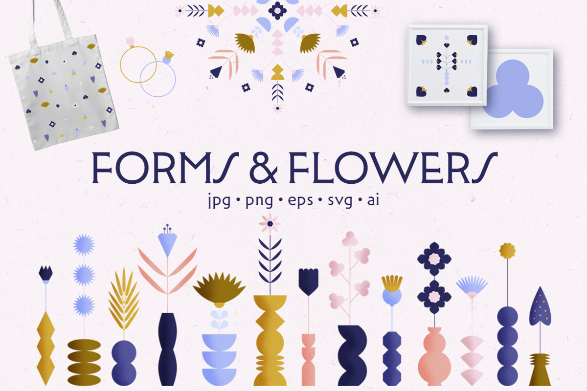 FORMS & FLOWERS | Geometric Elements, a Decorative Illustration by SOKO Design (Photo 1 of 15)