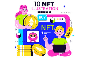 10 NFT Non Fungible Token Vector, a Finance Illustration by denayunebgt