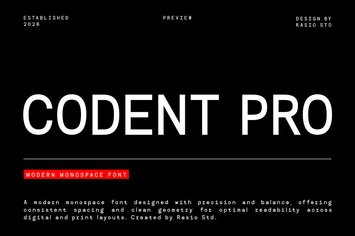 Codent Pro Modern Monospace Font, a Sans Serif Font by Rasio Studio (Photo 1 of 10)