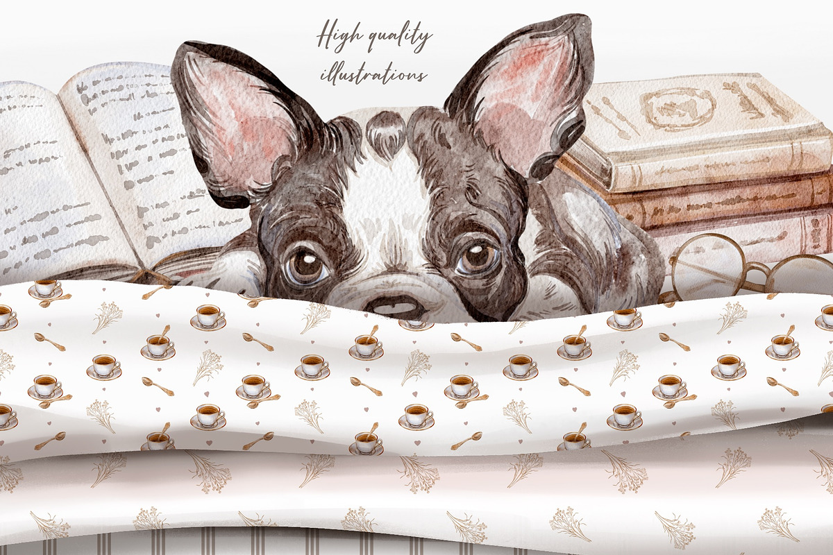 Cozy Home And Boston Terrier Puppies, an Object Illustration by Shabbypie (Photo 4 of 4)