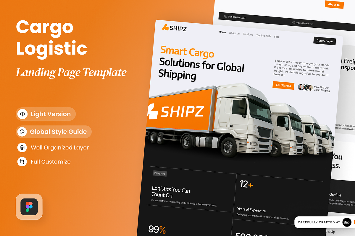 Shipz - Cargo Logistic Landing Page, a Websites & App Template by SLAB! Design (Photo 1 of 4)