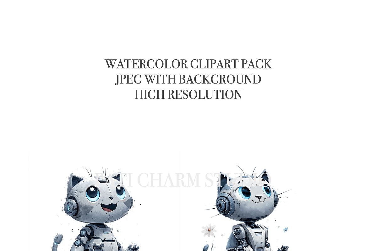 Robotic Cats Clipart Set, a Decorative Illustration by Pati Charm Studio (Photo 4 of 8)