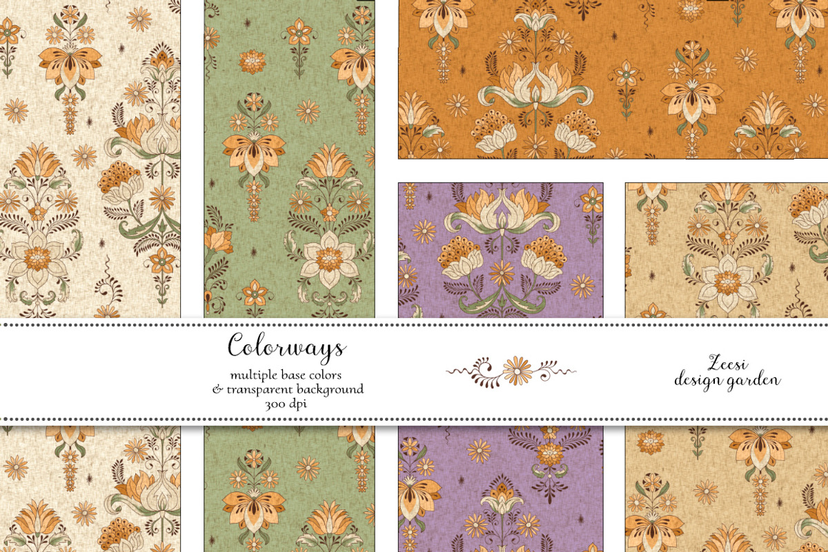 Odisha Floral Patterns & Motifs, a Pattern Graphic by Zeesi Design Garden (Photo 11 of 12)