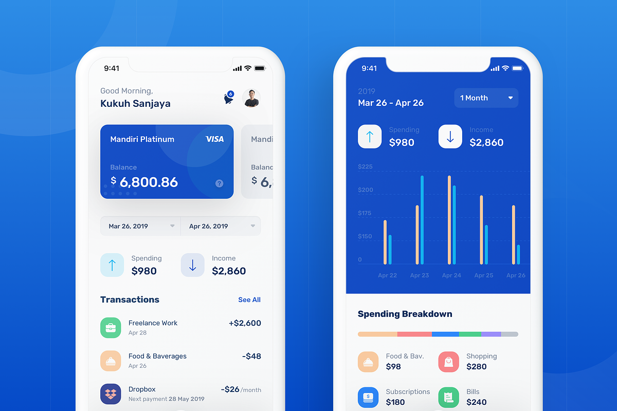 Banky -  Finance App UI Kit, an App Template by Designspace (Photo 5 of 7)